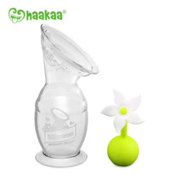 Haakaa Silicone Breast Pump And White Flower Stopper Pack