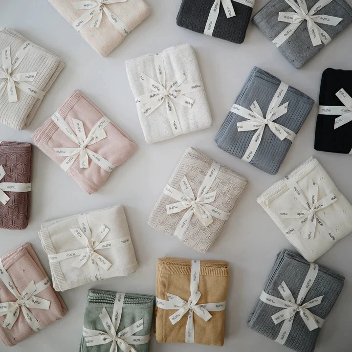 Mushie Honeycomb Knitted Baby Blanket VARIOUS COLOURS 3 Mushie Honeycomb Knitted Baby Blanket VARIOUS COLOURS - Image 3