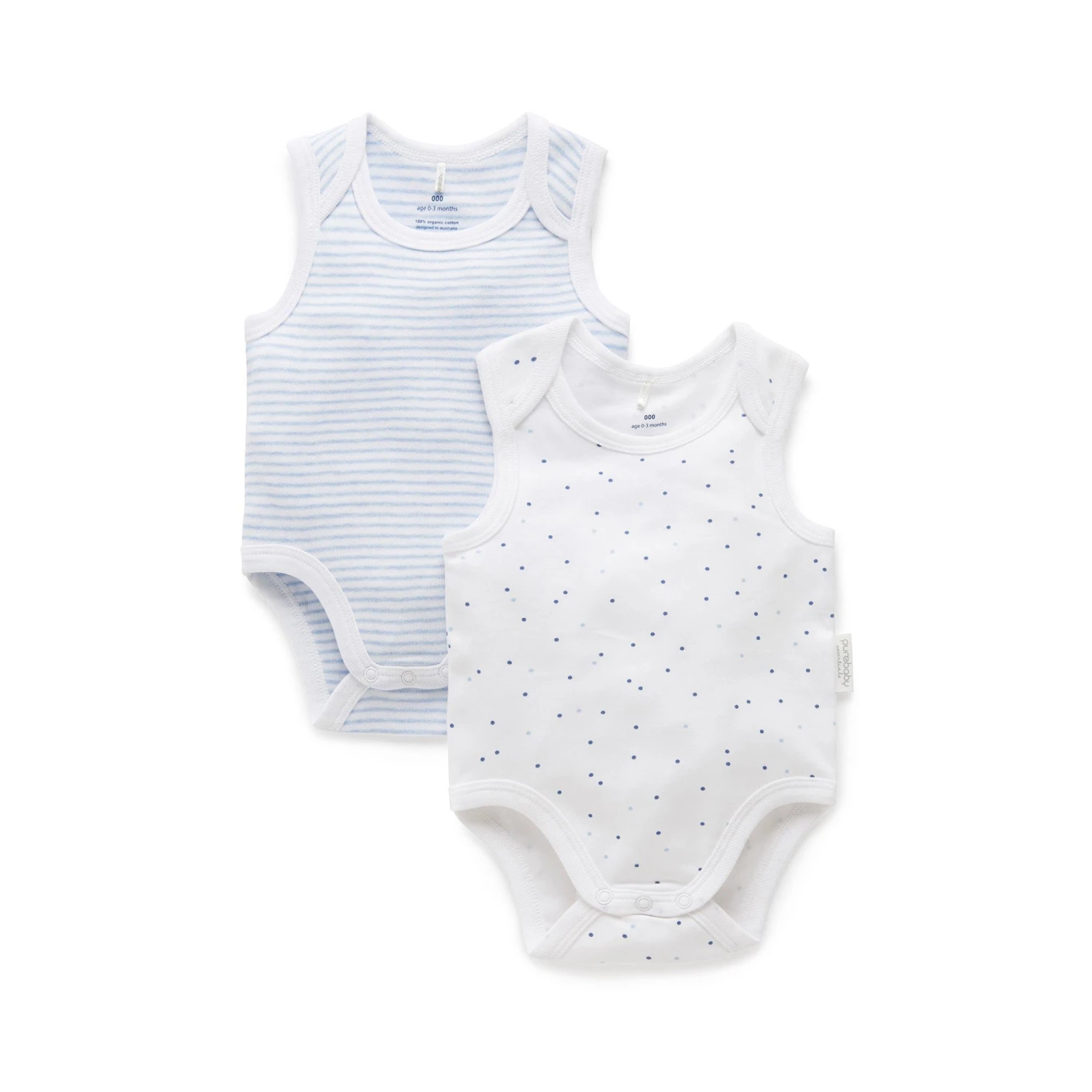 2 Pack Singlet Bodysuit - Pale Blue Pack Size 0000 NB 1 2 Pack Singlet Bodysuit - Pale Blue Pack Size 0000 NB