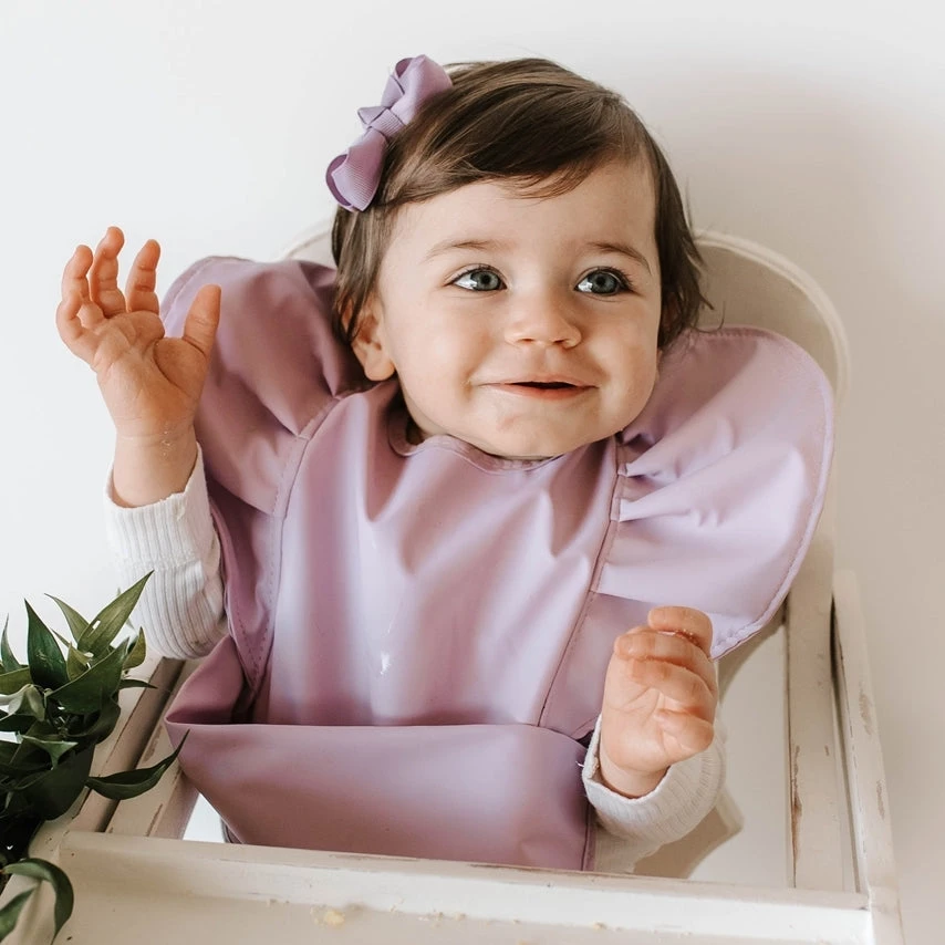 Waterproof Frill Snuggle Bib - Lavender 2 Waterproof Frill Snuggle Bib - Lavender - Image 2