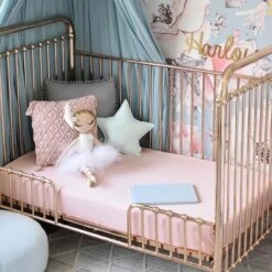 Fitted Cot Sheet - Lullaby Pink -METRO BABY SHOP 8CotSheets