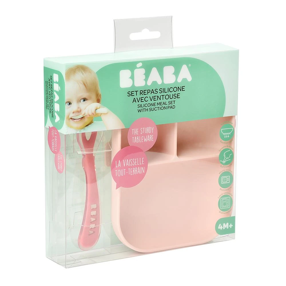 Beaba Silicone Suction Divided Plate & Spoon Set VARIOUS COLOURS 4 Beaba Silicone Suction Divided Plate & Spoon Set VARIOUS COLOURS - Image 4