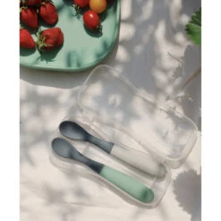 Beaba 1st Age Silicone Spoons Two-tone Travel Set With Case - Mineral/Sage Green -METRO BABY SHOP 913574 5 1024x1024 c3fc016d c471 4192 8736 098e6989e327