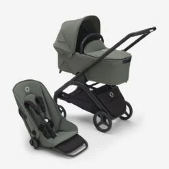 Bugaboo Dragonfly Pram Complete VARIOUS COLOURS -METRO BABY SHOP Bugaboo Bassinet and Seat Stroller black chassis forest green fabrics forest green sun canopy x PV006919 01