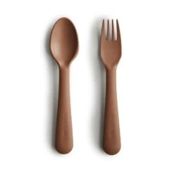 Mushie Fork And Spoon Set VARIOUS COLOURS -METRO BABY SHOP CARAMEL spoon fork p