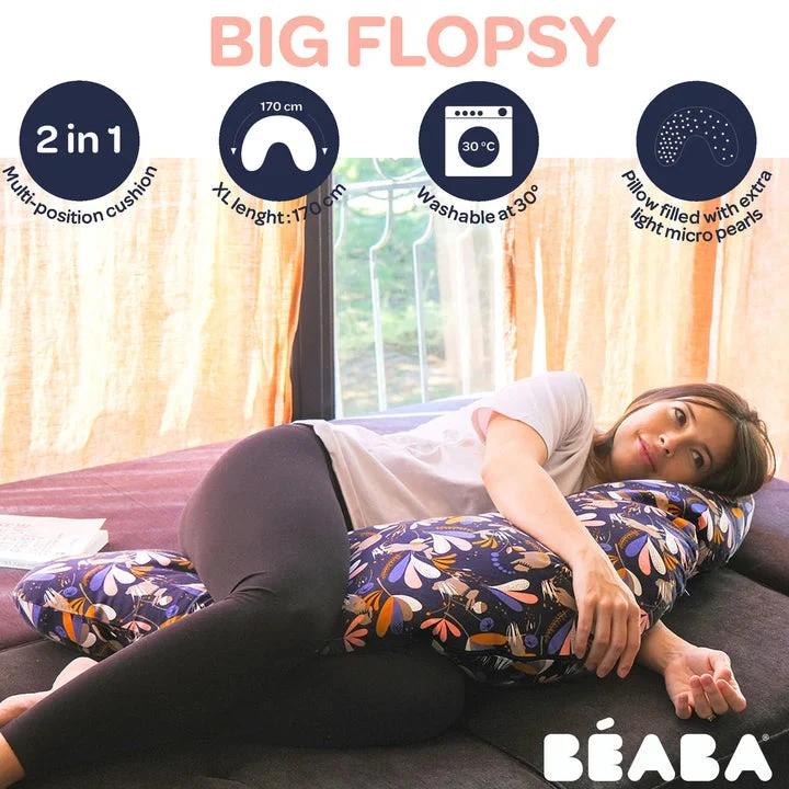 Beaba Big Flopsy Maternity & Nursing Pillow - Print Jersey Sage Green 3 Beaba Big Flopsy Maternity & Nursing Pillow - Print Jersey Sage Green - Image 3
