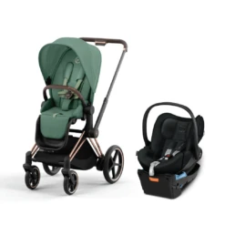 CYBEX E-Priam Pram 2022 + Cloud Q Capsule 5 CYBEX E-Priam Pram 2022 + Cloud Q Capsule -METRO BABY SHOP Cybex E Priam Cloud Q Capsule Leaf Green Stardust Black
