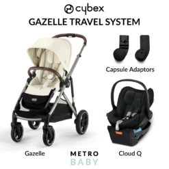 CYBEX Gazelle S Pram 2023 + Cloud Q Capsule And Adaptors -METRO BABY SHOP GazelleBundlev2black beige