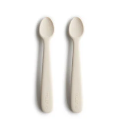 Mushie Silicone Feeding Spoon - 2 Pack VARIOUS COLOURS -METRO BABY SHOP Ivory SiliconeSpoon p