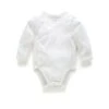 Pointelle Long Sleeve Wrap Bodysuit - White