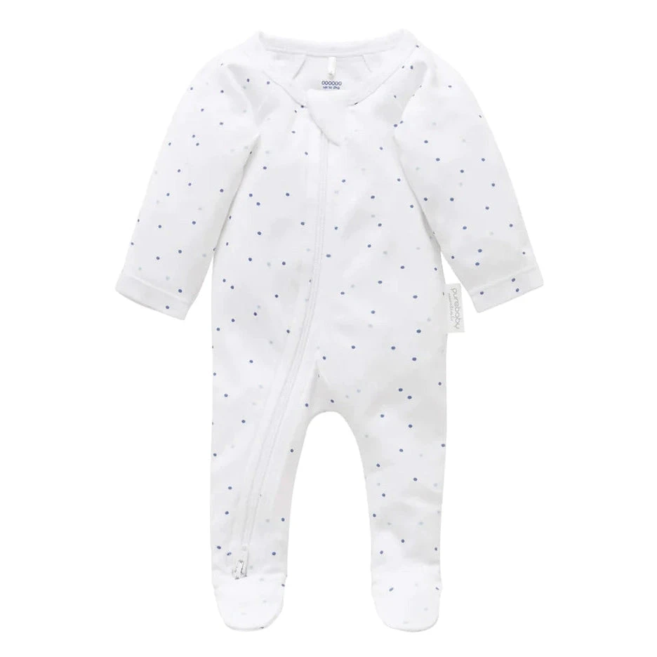 Zip Growsuit - Pale Blue Spot Premie 000000 2kg 1 Zip Growsuit - Pale Blue Spot Premie 000000 2kg