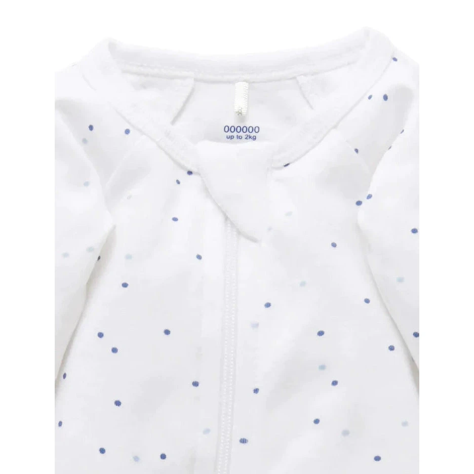 Zip Growsuit - Pale Blue Spot Premie 000000 2kg 3 Zip Growsuit - Pale Blue Spot Premie 000000 2kg - Image 3