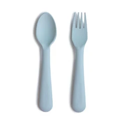 Mushie Fork And Spoon Set VARIOUS COLOURS -METRO BABY SHOP PowderBlue spoon fork p