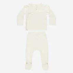 Wrap Top + Footed Pant Set VARIOUS COLOURS -METRO BABY SHOP QM087HAVE IVORY 1