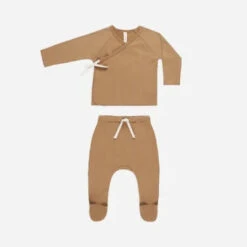 Wrap Top + Footed Pant Set VARIOUS COLOURS -METRO BABY SHOP QM201HODR GOLDEN 1