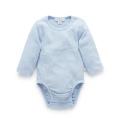 Ribbed Bodysuit Long Sleeve - Pale Blue Melange