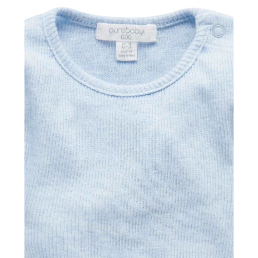 Ribbed Bodysuit Long Sleeve - Pale Blue Melange 2 Ribbed Bodysuit Long Sleeve - Pale Blue Melange - Image 2