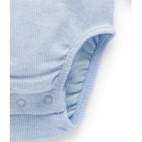 Ribbed Bodysuit Long Sleeve - Pale Blue Melange 3 Ribbed Bodysuit Long Sleeve - Pale Blue Melange - Image 3