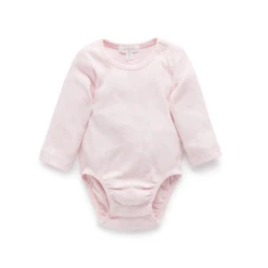 Ribbed Bodysuit Long Sleeve - Pale Pink Melange Size 0000 NB