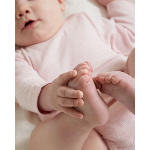 Ribbed Bodysuit Long Sleeve - Pale Pink Melange Size 0000 NB 4 Ribbed Bodysuit Long Sleeve - Pale Pink Melange Size 0000 NB - Image 4