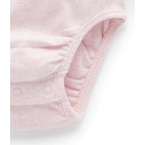 Ribbed Bodysuit Long Sleeve - Pale Pink Melange Size 0000 NB 3 Ribbed Bodysuit Long Sleeve - Pale Pink Melange Size 0000 NB - Image 3