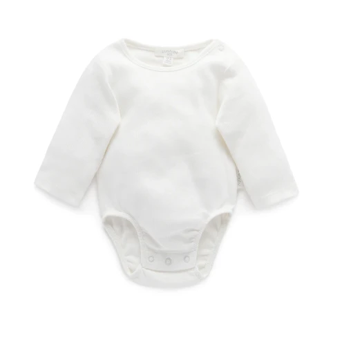 Ribbed Bodysuit Long Sleeve - Vanilla 1 Ribbed Bodysuit Long Sleeve - Vanilla