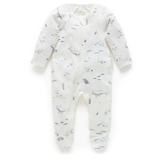 Zip Growsuit - Vanilla Nautical 1 Zip Growsuit - Vanilla Nautical