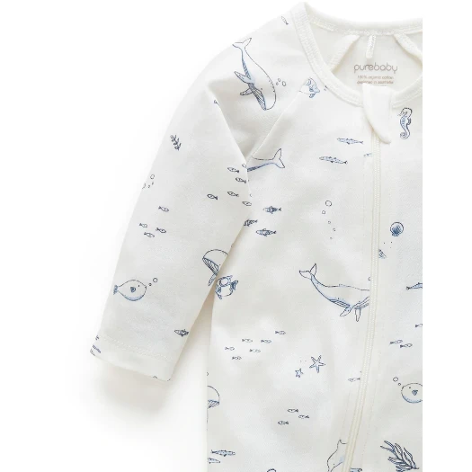 Zip Growsuit - Vanilla Nautical 2 Zip Growsuit - Vanilla Nautical - Image 2