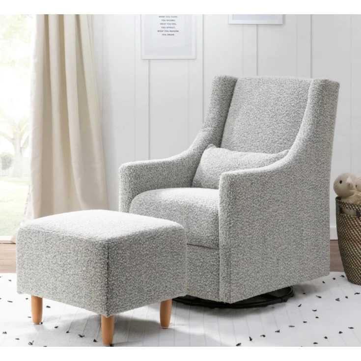 Babyletto Toco Swivel Glider & Ottoman - Black & White 4 Babyletto Toco Swivel Glider & Ottoman - Black & White - Image 4