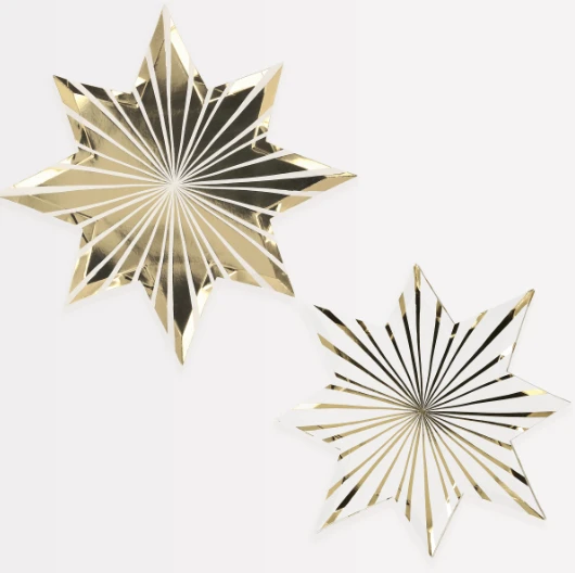 Meri-Meri Gold Stripe Star Plates 1 Meri-Meri Gold Stripe Star Plates