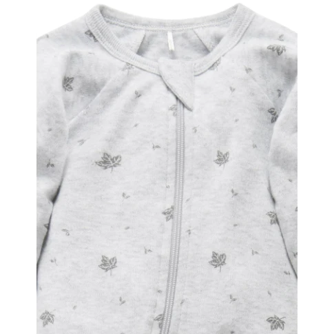 Zip Growsuit - Pale Grey Leaf 2 Zip Growsuit - Pale Grey Leaf - Image 2