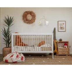 TROLL Lukas Cot - White/Whitewash -METRO BABY SHOP Troll Lukas cot in white in natural nursery with rusty and red accents 1600