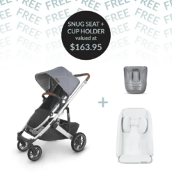 Uppababy CRUZ V2 + FREE SNUG SEAT + CUP HOLDER - Gregory (Blue Melange)