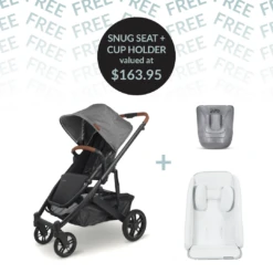 Uppababy CRUZ V2 + FREE SNUG SEAT + CUP HOLDER - Greyson (Charcoal Melange)
