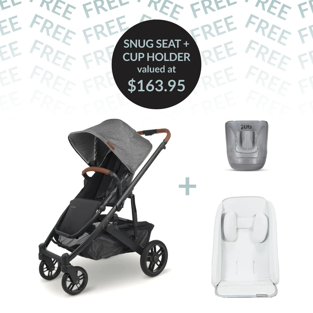 Uppababy CRUZ V2 + FREE SNUG SEAT + CUP HOLDER - Greyson (Charcoal Melange) 1 Uppababy CRUZ V2 + FREE SNUG SEAT + CUP HOLDER - Greyson (Charcoal Melange)