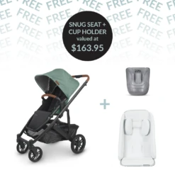Uppababy CRUZ V2 + FREE SNUG SEAT + CUP HOLDER - Gwen (Green Melange)