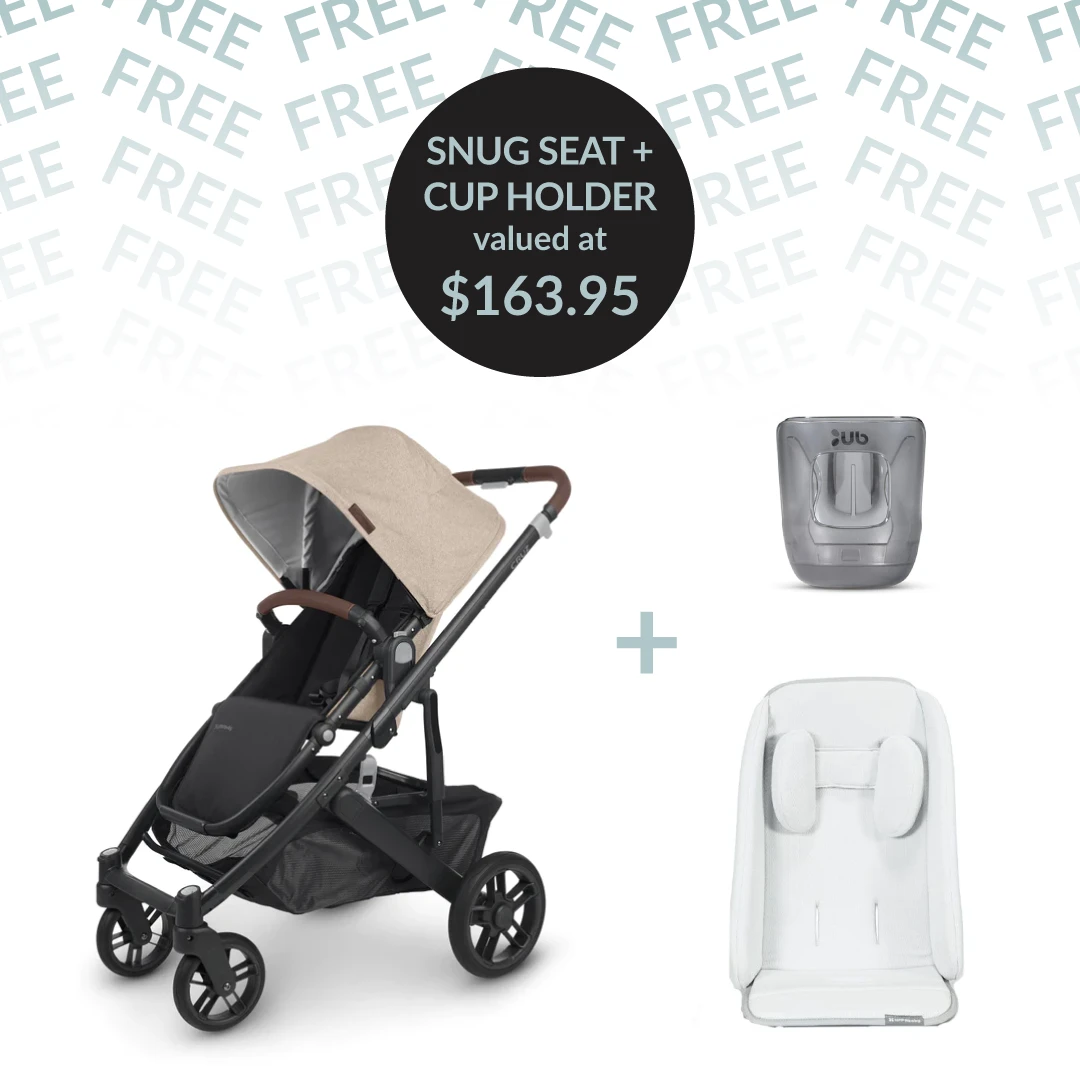 Uppababy CRUZ V2 + FREE SNUG SEAT + CUP HOLDER - Liam (Oat Melange/carbon/chestnut Leather) PRE ORDER APRIL 1 Uppababy CRUZ V2 + FREE SNUG SEAT + CUP HOLDER - Liam (Oat Melange/carbon/chestnut Leather) PRE ORDER APRIL