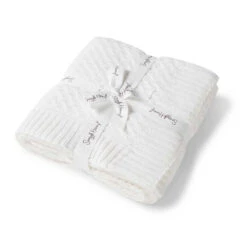 Diamond Knit Organic Baby Blanket - White