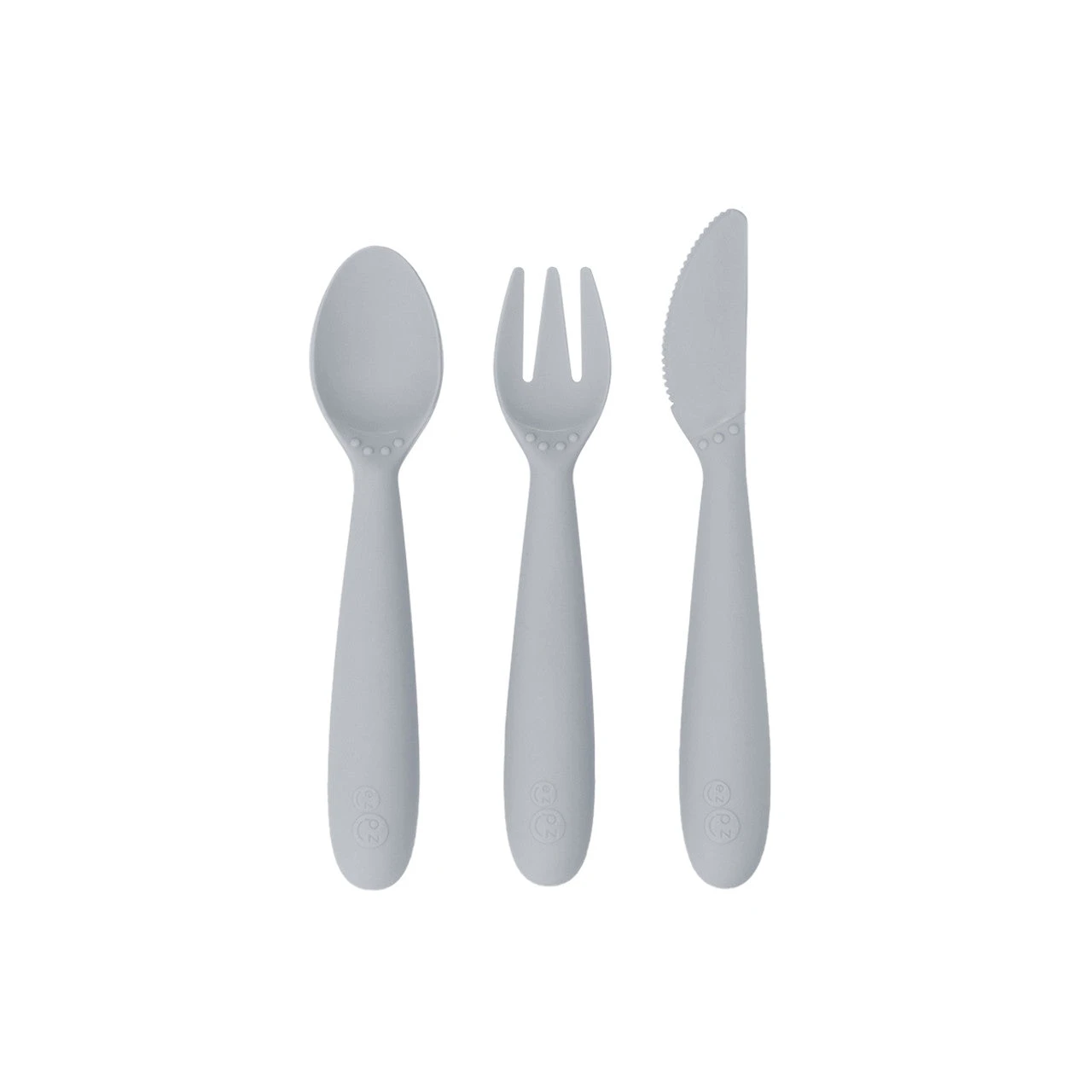 Ezpz Happy Utensils - Pewter 1 Ezpz Happy Utensils - Pewter