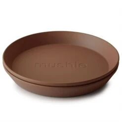 Mushie Dinner Plate Round - Set Of 2 VARIOUS COLOURS -METRO BABY SHOP halv bird plate CARAMEL