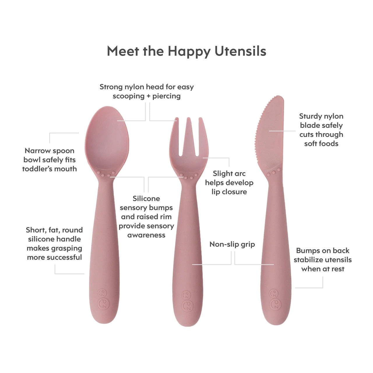 Ezpz Happy Utensils - Blush 2 Ezpz Happy Utensils - Blush - Image 2