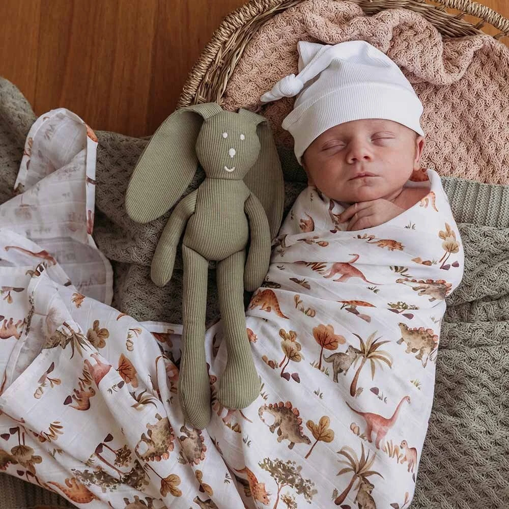 Organic Muslin Wrap - Dino 2 Organic Muslin Wrap - Dino - Image 2