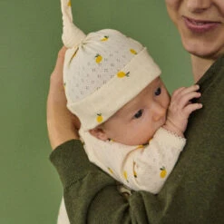 Pointelle Long Sleeve Bodysuit - Lemon Print -METRO BABY SHOP nb11544 lemon print