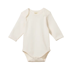 Organic Cotton Long Sleeve Bodysuit - Natural