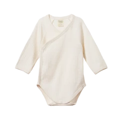 Long Sleeve Pointelle Kimono Bodysuit - Natural