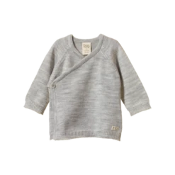 Merino Knit Kimono Jacket VARIOUS COLOURS -METRO BABY SHOP nb2364 light grey marl front