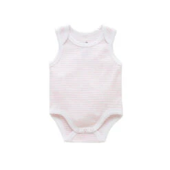 Singlet Bodysuit - Pale Pink Melange Stripe