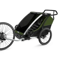 Thule Chariot Cab - 2 Seat Multisport Bike Trailer Aluminium/Cypress Green -METRO BABY SHOP thule chariot cab 2 cypress green 2